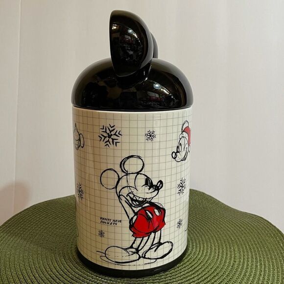 Disney Christmas Mickey Mouse Sketchbook Canister Cookie Jar NWT - Picture 3 of 11
